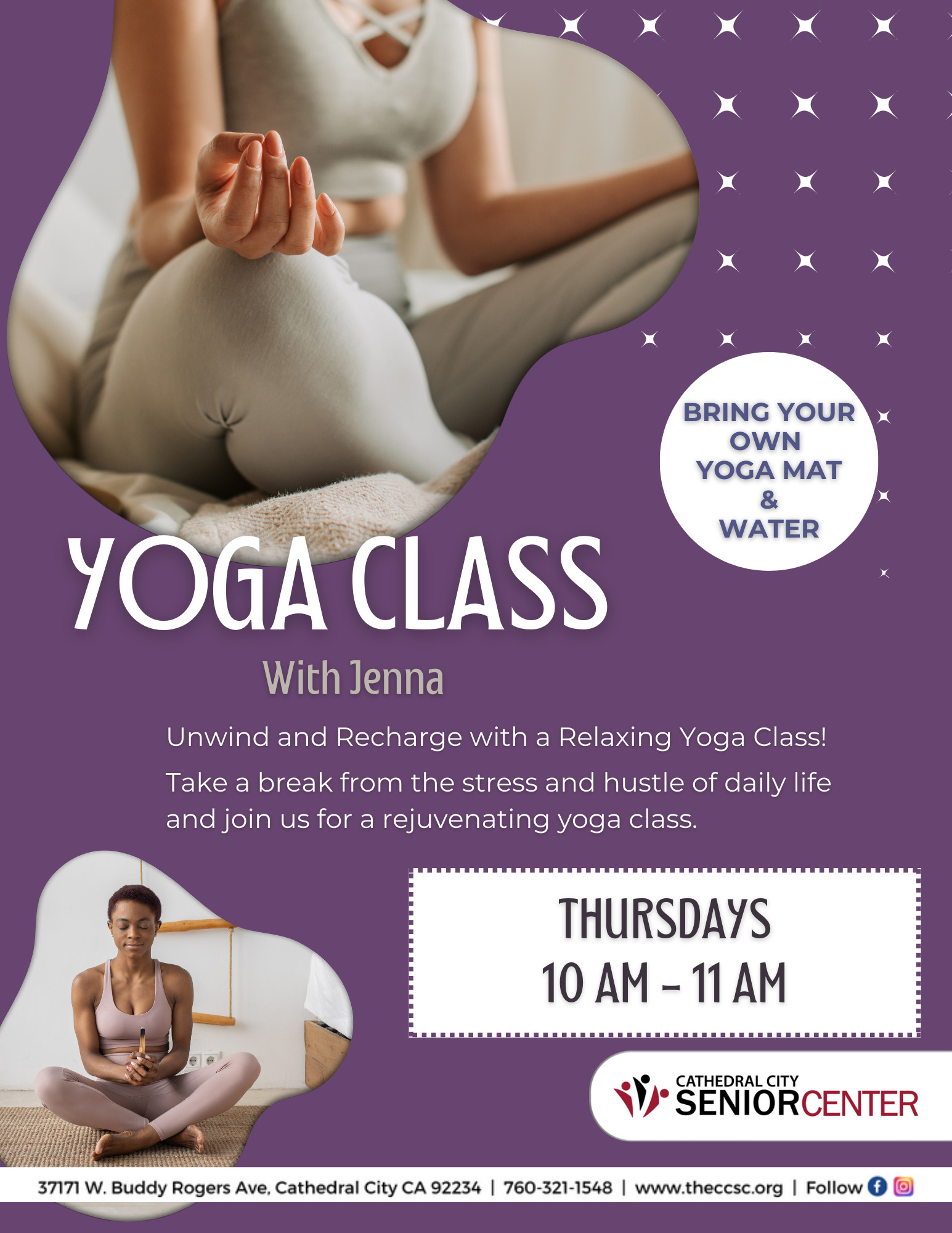 Yoga Class Flyer | Cathedral City Senior Center